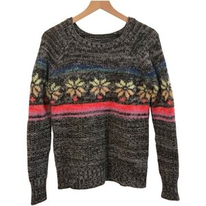 American Eagle Gray Neon Fair Isle Space Dye Oversized Jegging Sweater Size XS